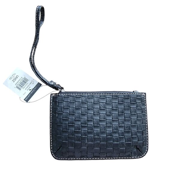 Wilsons Leather Handbags - Wilson's Leather Black Woven Style Wristlet/Coin Wallet Cashwrap